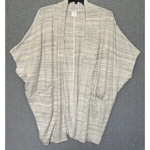 Soma Fleece Cocoon Wrap Sweater Size L/XL Heather Gray Open Front Comfort Lounge